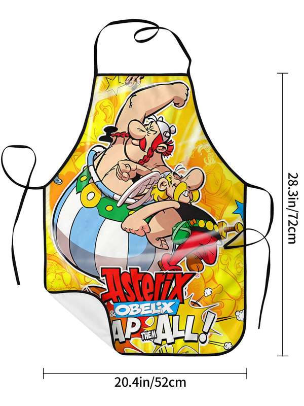 1pc BIIHUDU Anime Apron for Men Women Retro Style Astrix Oblix Graphic Print Durable Kitch