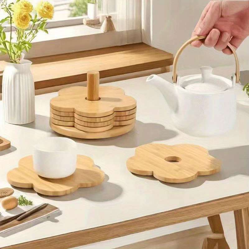 Set of 6 Bamboo Heat-Resistant Mats Stylish And Durable Kitchen Table Mats Suitable for Pots