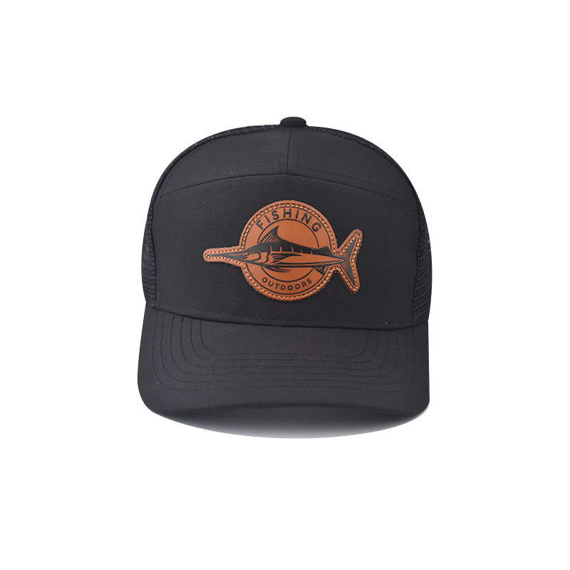 1pc Hot Deal Seven-Panel Style Trucker Hat Adjustable Baseball Cap Shark Pattern Patch Fishing Hat