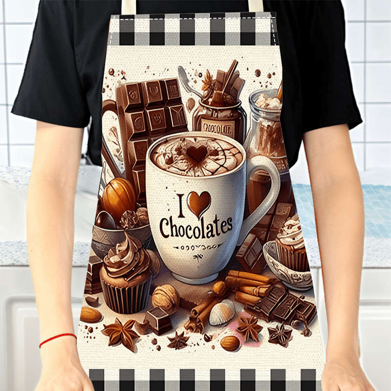 1pcs Plaid Apron Black and White Grid Coffee Chocolate Gourmet Home Decoration Kitchen Sleeve