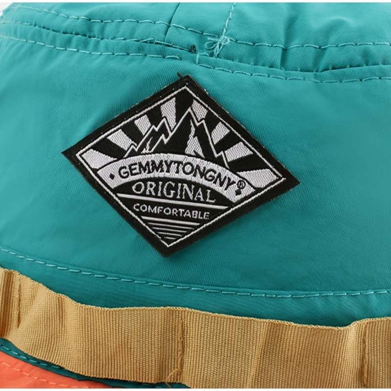 1pc Vibrant Color-Block Wide Brim Bucket Hat Lightweight Quick-Dry Breathable 100% Polyeste