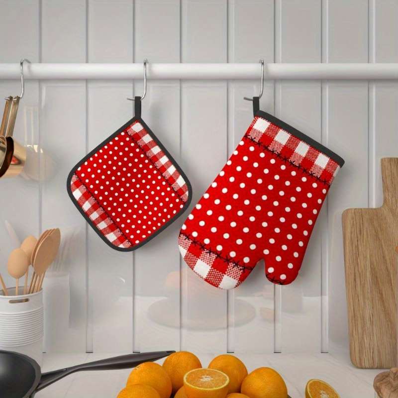 2pcs 26.92x17.02 cm Heat Resistant Oven Mitts And Potholders