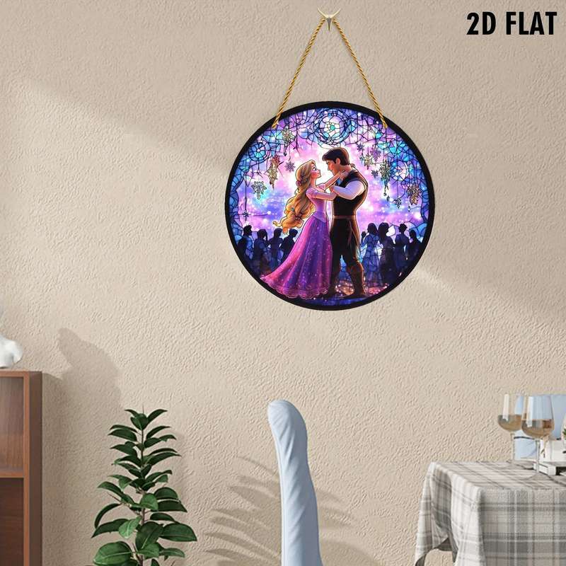 1pc 2D Flat   Disney Princess Rapunzel and Flynn Rider Dancing in Crowd Acrylic Sign Cartoon Char