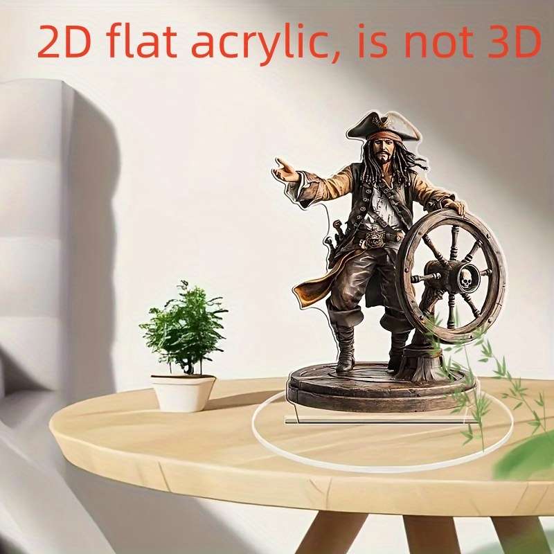 1pc 2D Flat   Bohemian Nautical  Acrylic Ship Wheel Desktop Decoration 12.7x17.78 cm Pi