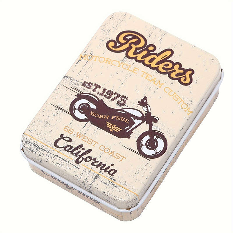 1pc Rectangular Iron Box Cartoon Mini Card Holder Hairpin Jewelry Storage Retro Design Bohemian