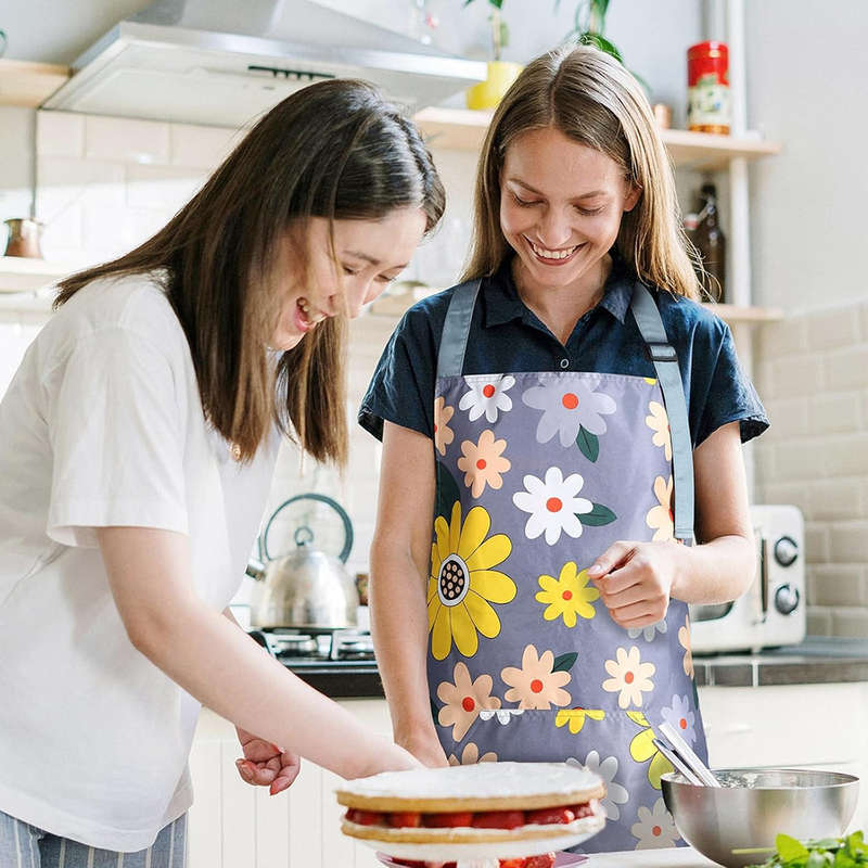 1pc Fashionable Women's floral apron with pockets adjustable perfect for cooking baking garden