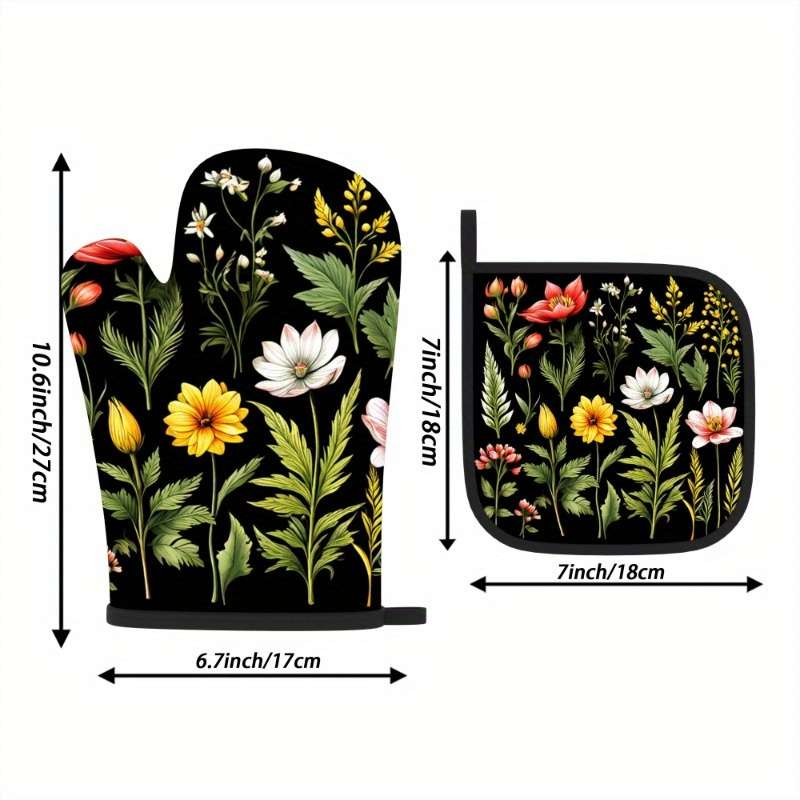 2pcs 26.92x17.02 cm Heat Resistant Oven Mitts And Potholders