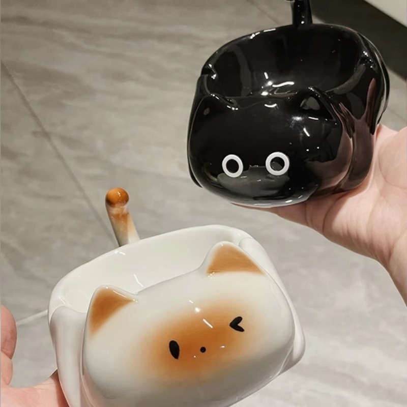 1pc One cute and interesting cat-shaped creative ceramic ashtray suitable for home living room off