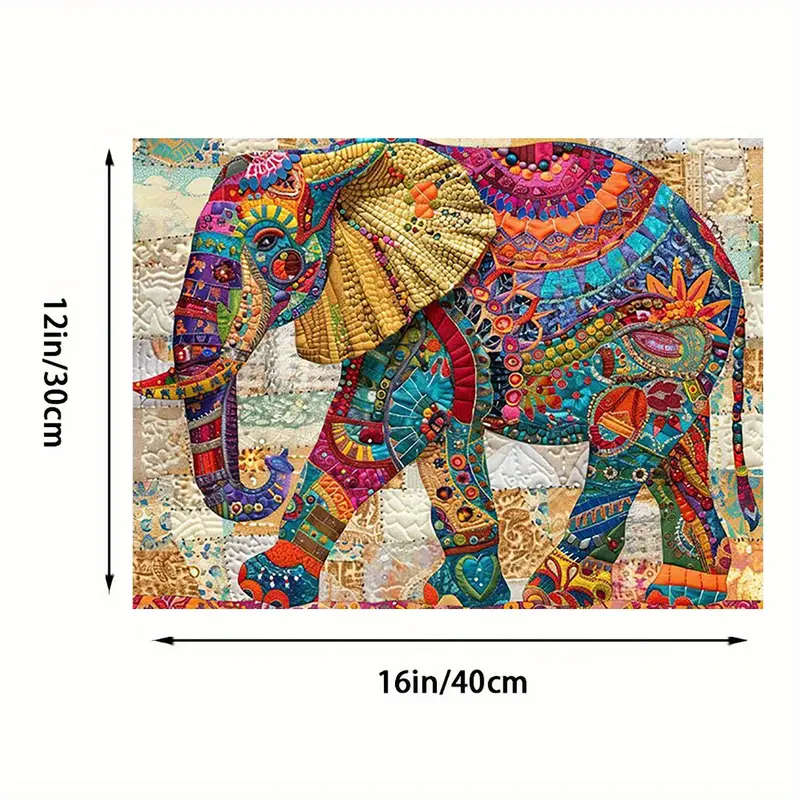 1pc Print Painting 2D Canvas Painting Patchwork Elephant Canvas Painting Fun Creative Canvas Paintin