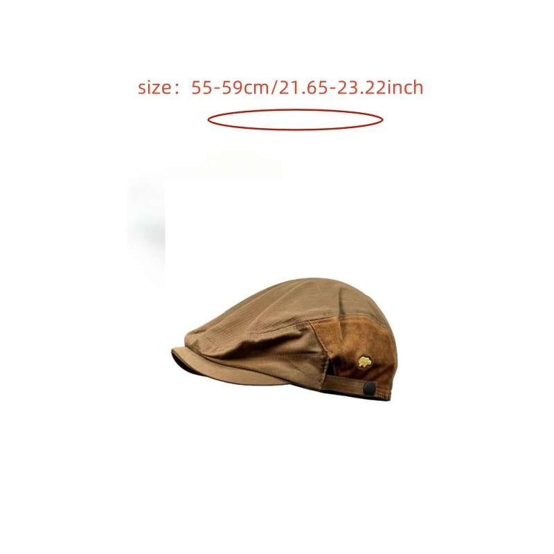1pc Vintage British Style Beret Cap Unisex Lightweight Polyester Newsboy Hat with Embroidered Log