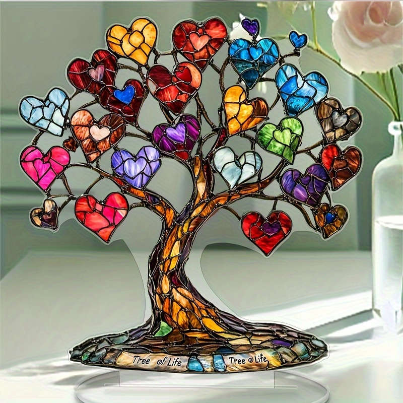 1pc 2D Flat  Acrylic Tree of Life Heart Fruit Desk Decor Vibrant  Plastic Bohemian Style Perfe