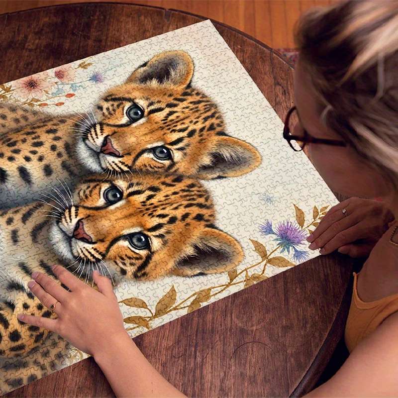 1000pcs Leopard Brothers Jigsaw Puzzle Premium Paper Anti-Scratch Waterproof Ch