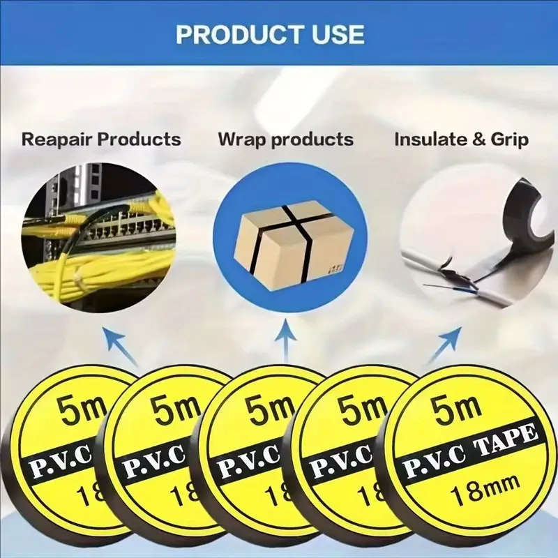 10 Rolls Of Premium Black Electrical Tape