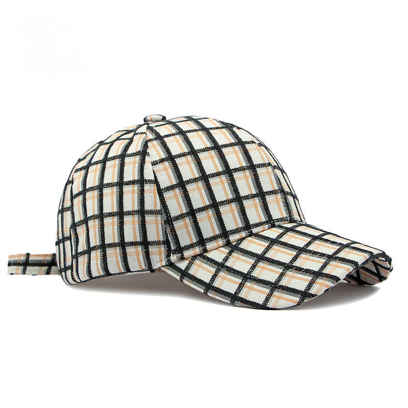 1pc Plaid Baseball Cap for Women Outdoor Sun Protection Hard Top Casual for Men.