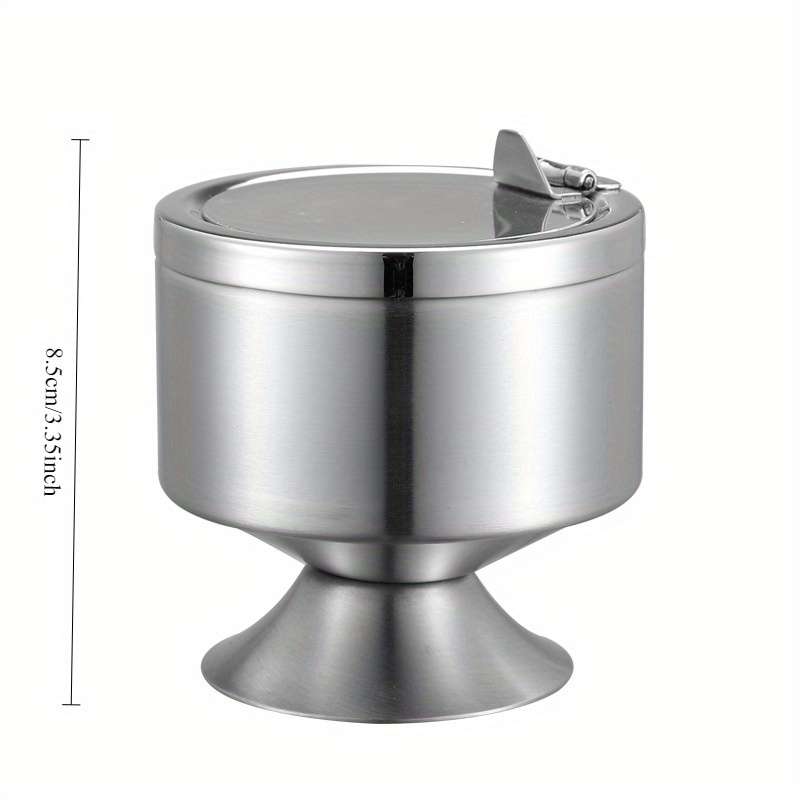 1pc Stainless Steel Ashtray with Lid and Base Durable Hotel Quality Ashtray for Home and Outdoor U