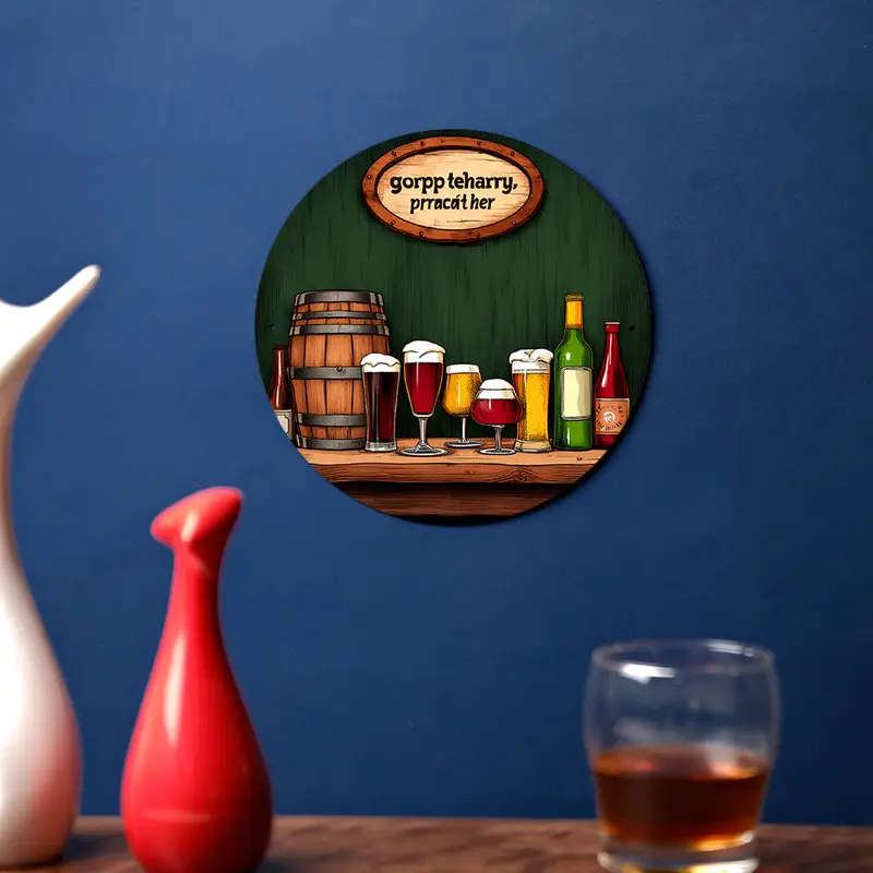1pc Room Decor Vintage Round Metal Sign 19.81cm Aluminum Wall Art Waterproof Rust-Resistant Bar Deco