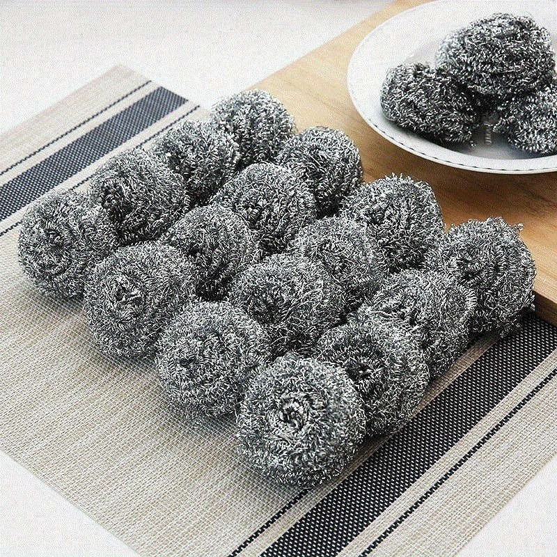 20pcs Stainless Steel Wire Scrubbers Non-Electric Multipurpose Cleaning Brushes for Kitchen