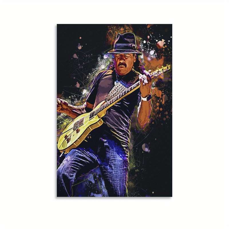 1pc  Unframed Canvas Poster Carlos Santana Guitar Art Poster Modern Satin Canvas Wall Decor