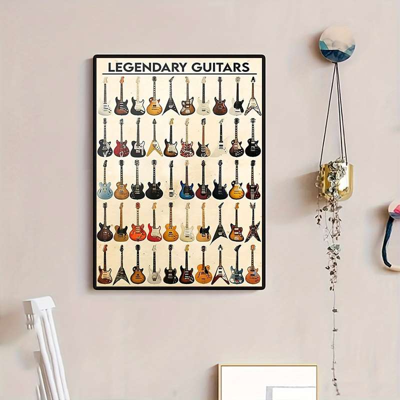 1pc 30.48x40.64cm Legendary Guitars Canvas Art Print Frameless Vintage-Style Wall Decor with Colo