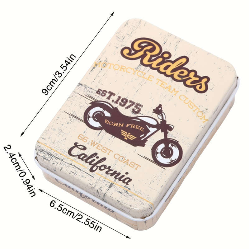 1pc Rectangular Iron Box Cartoon Mini Card Holder Hairpin Jewelry Storage Retro Design Bohemian
