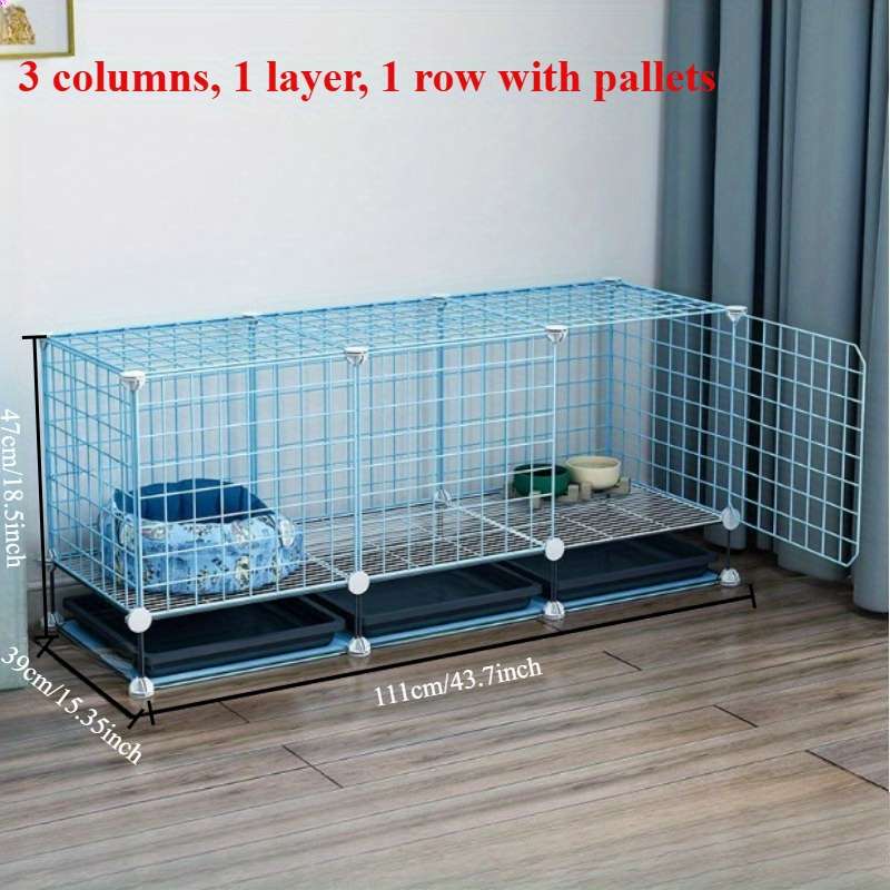 1pc Blue 2 columns 3 layers 1 row Pet Cage