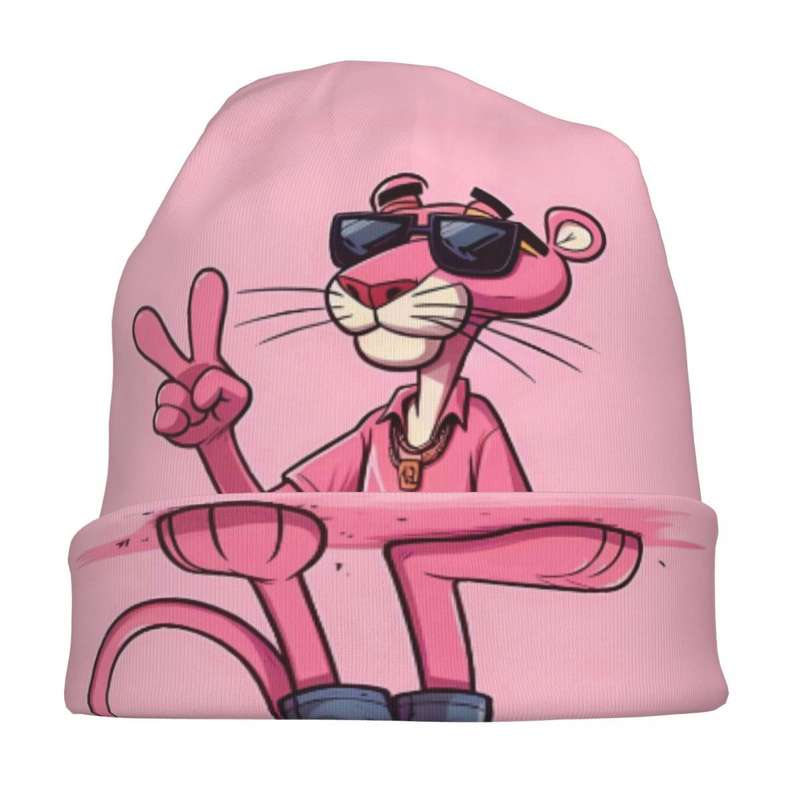 1pc BIIHUDU Fashionable Pink Beanie Cap 95% Polyester 5% Elastane Knitted Hat for Men