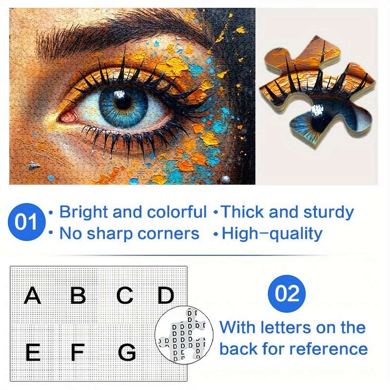 1000pcs Vibrant Eye Design Jigsaw Puzzle Scratch Water Resistant Advanced DIY Br