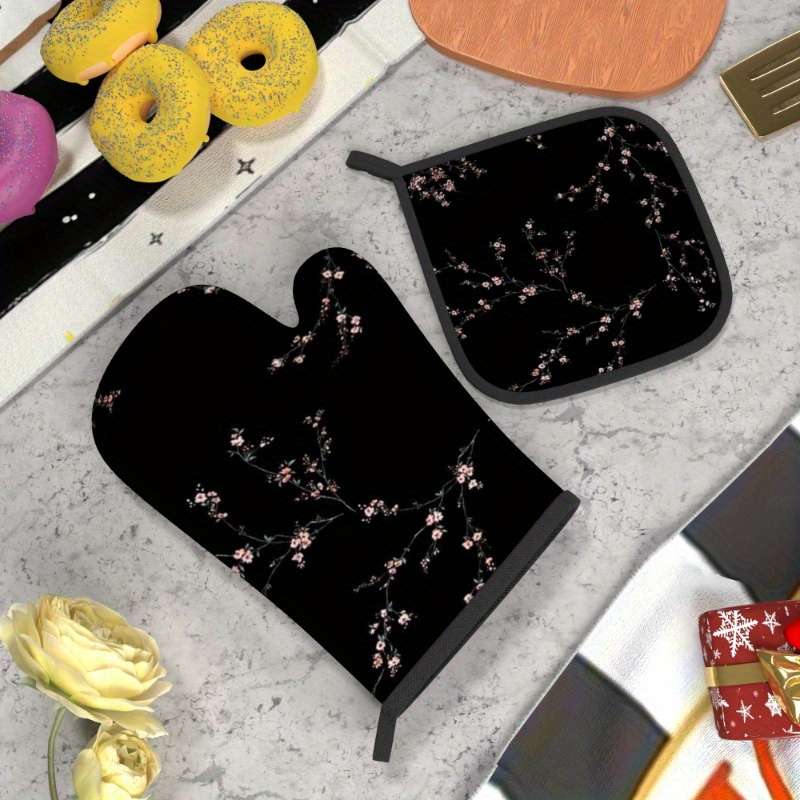 2pcs 26.92x17.02 cm Heat Resistant Oven Mitts And Potholders