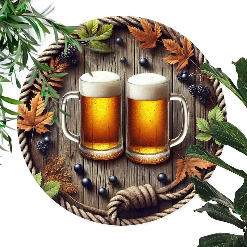 1pc Room Decor Rustic Countryside Aluminum Wall Art Sign 19.81x19.81 cm Vintage Round Plaque for Sea