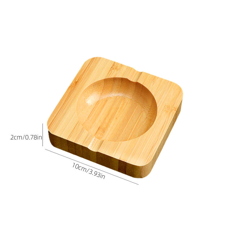 1pc Solid Bamboo Ashtray with Grooves Round Rectangular and Irregular Shaped Ashtrays for Sm