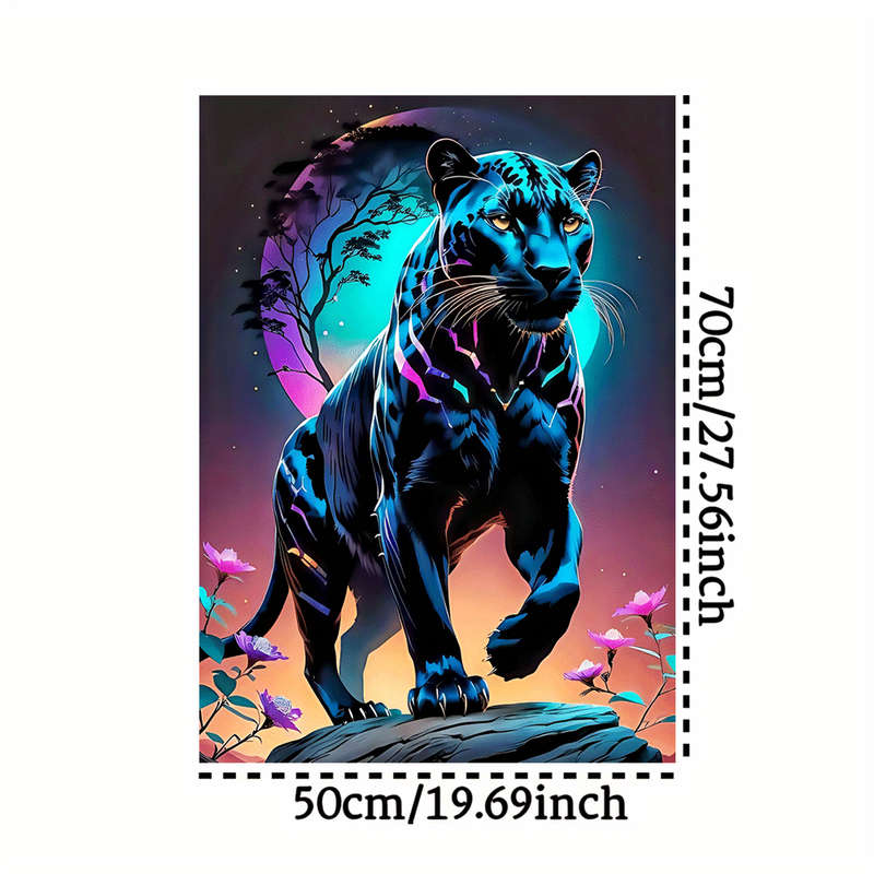 1000pcs Black Panther Moonlit Night Large Paper Puzzle Challenging DIY Home Decor