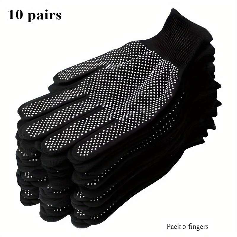 10 Pairs Pack 5 Fingers Multi Purpose Work Gloves