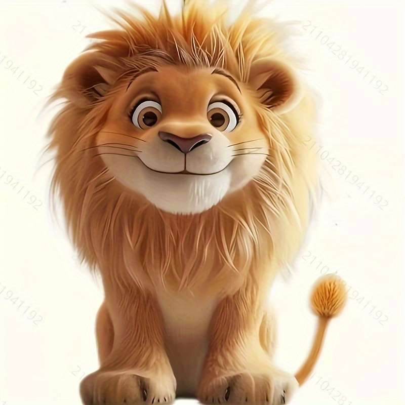 1pc 2D Flat    Acrylic Flat Lion Car Hanging Ornament Cool Rearview Mirror Decor Keychain
