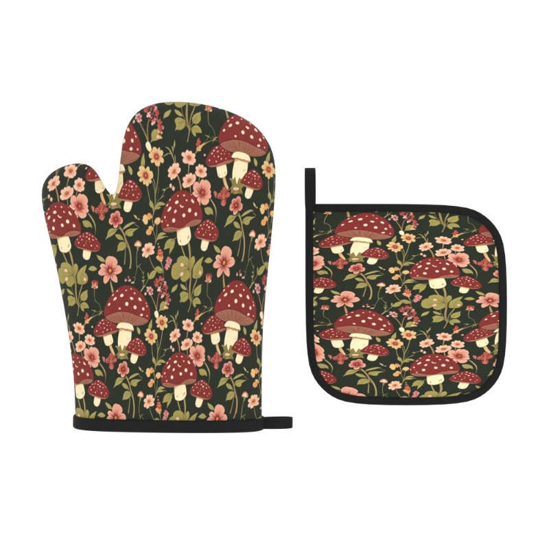 2pcs 26.92x17.02 cm Heat Resistant Oven Mitts And Potholders