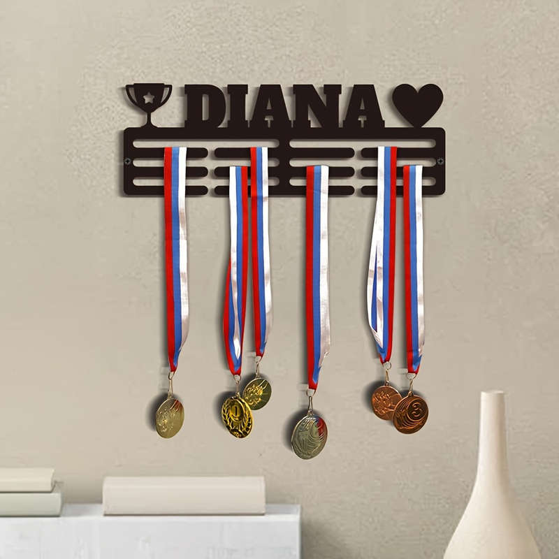 1pc Size M Customizable Metal Winner Medal Holder Wall Hanging Decor Sports Theme Transverse