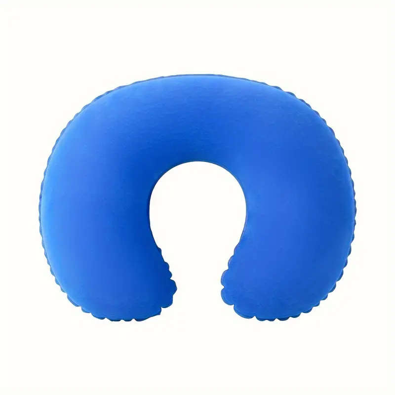 1pc Inflatable U-Shaped Neck Pillow PVC Flocking Ergonomic Design for Comfort Lightweight for Campin