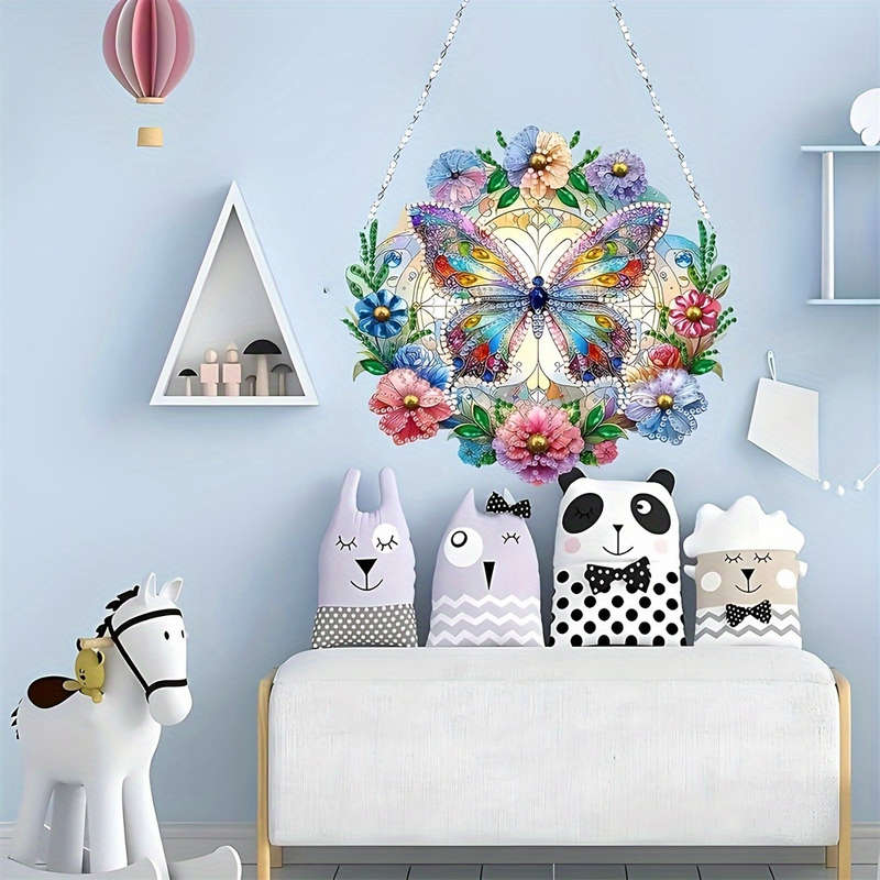 1pc 2D Flat  Printing Acrylic Flat NOT 3D Butterfly Art Hanging Decor Door Hanging Decor Window H