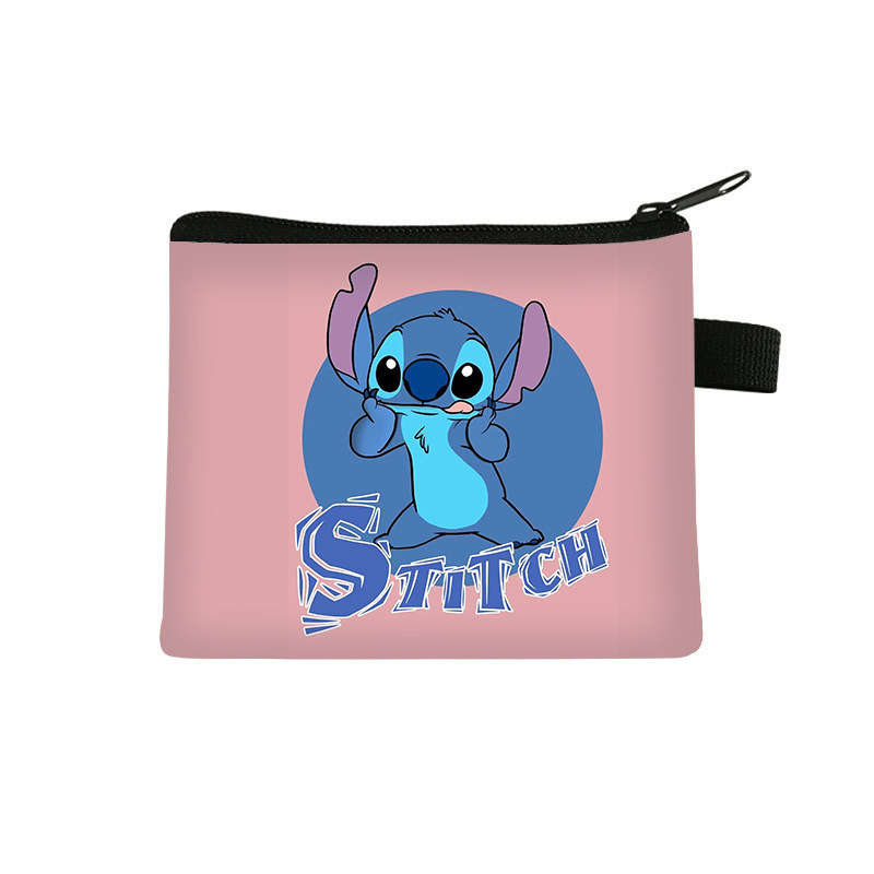 1pc Disney Stitch Zipper Wallet Cute Large Capacity Keychain Pouch with Stitch Ducklings De