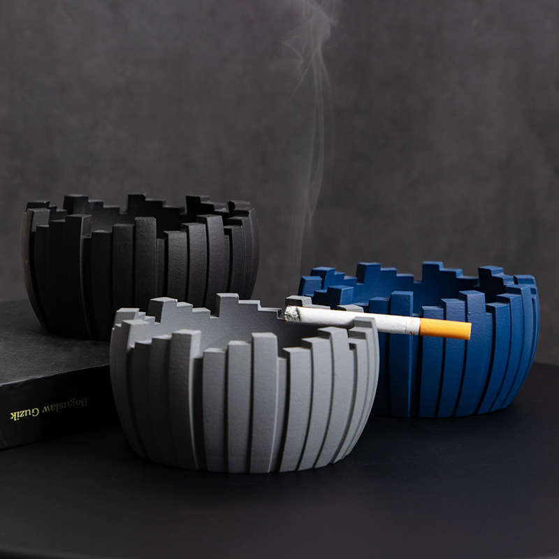 1pc Elegant Ceramic Ashtray Set Modern Geometric Design with Blue and Black Options Perfect for