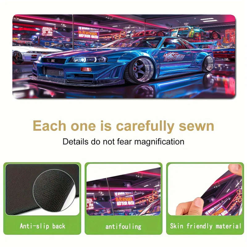 1pc 30x80cm Rubber Car Keyboard Pad Water-Resistant Washable Non-Slip Desk Mat
