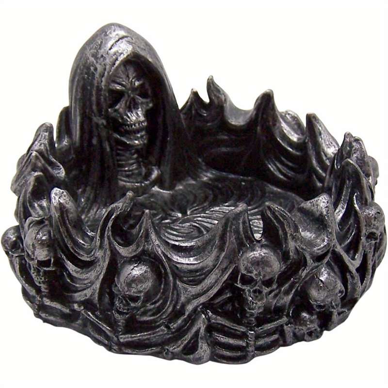 1pc Gothic Skeleton Reaper Ashtray Polyresin Halloween Decor Artistic High-End Smoking Accessory