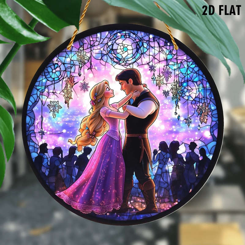 1pc 2D Flat   Disney Princess Rapunzel and Flynn Rider Dancing in Crowd Acrylic Sign Cartoon Char