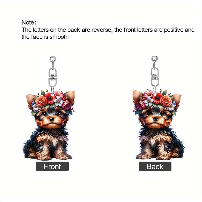1pc 2D Flat  Adorable Yorkshire Acrylic Keychain Set  set Transparent Yorkshire Terrier Keyrin