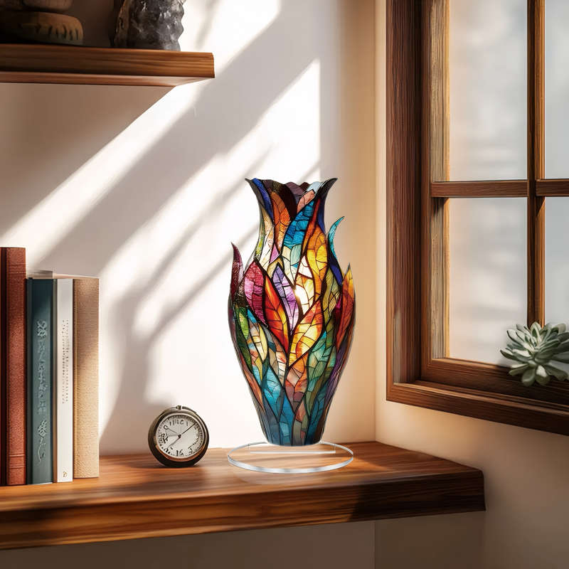 1pc 2D Flat  Elegant Multi-Color Acrylic Vase  Decorative Art Style Versatile Flower Design S
