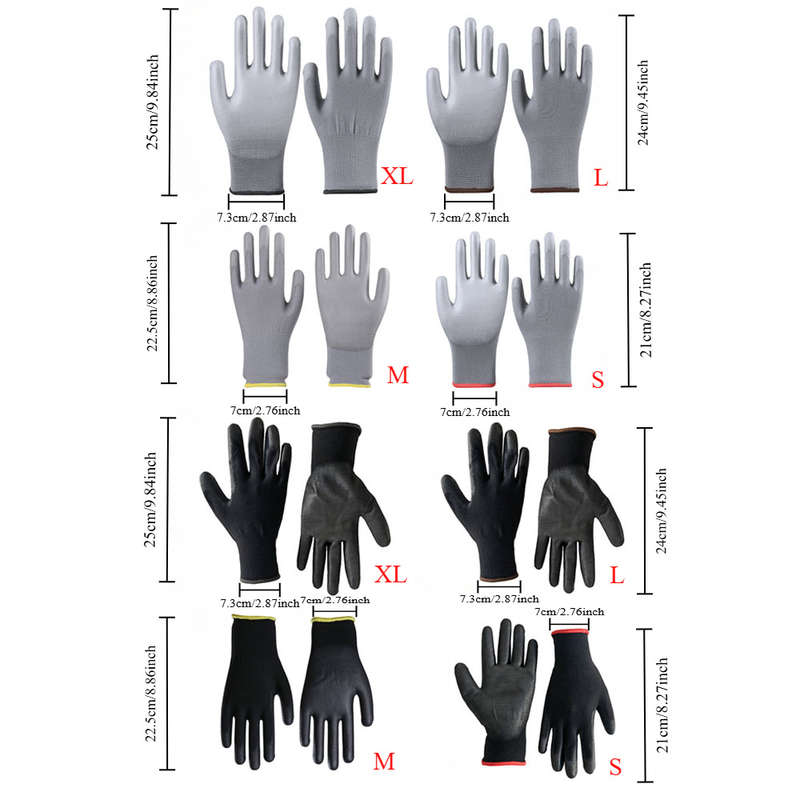 7 Pairs Gray Size M Multi Purpose Work Gloves