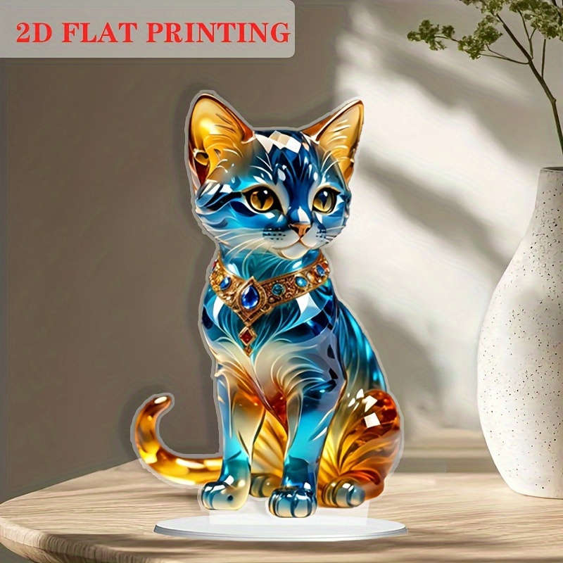 1pc 2D Flat    Acrylic Cat specially designed for desktop animal theme decoration suita