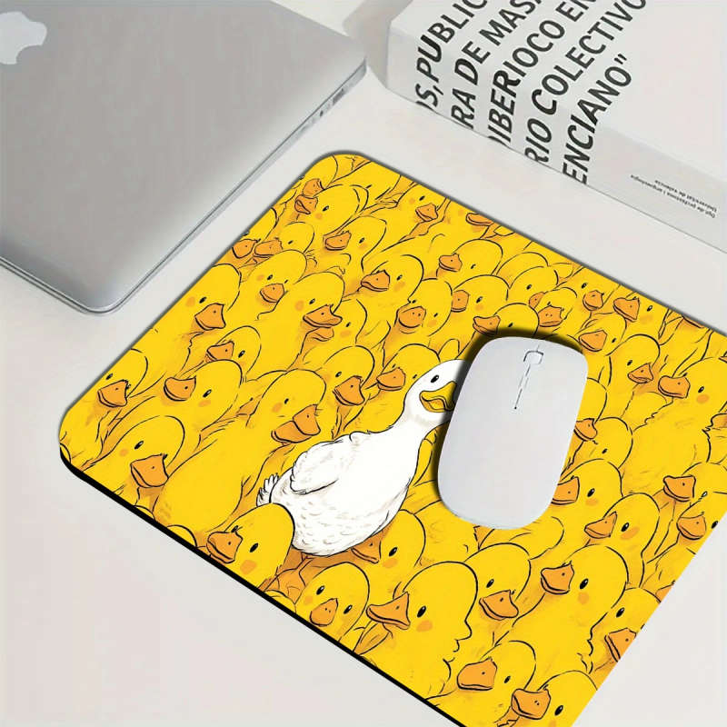 1pc 21x26cm Rubber Gaming Mouse Pad Yellow Duck Design Water-resistant Washable