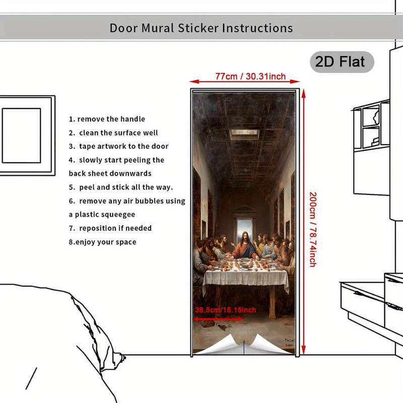 1pc 37.4x84.6 inches   95x215 cm   Jesus Christian Themed Stickers