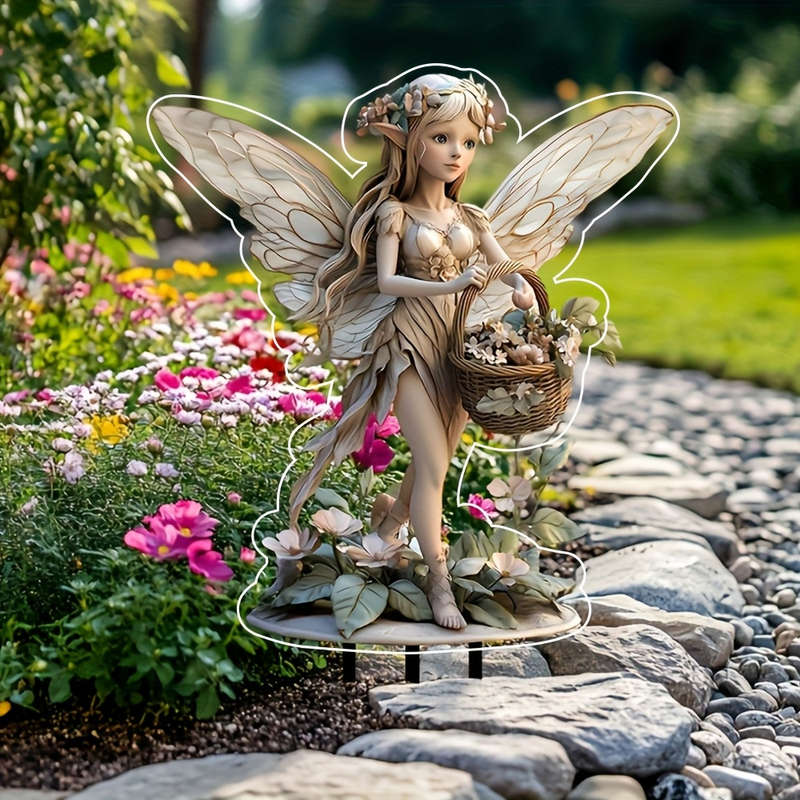 1pc 2D Flat   Non-3D Bohemian Style Acrylic Fairy Garden Sign Weatherproof Outdoor Decorati