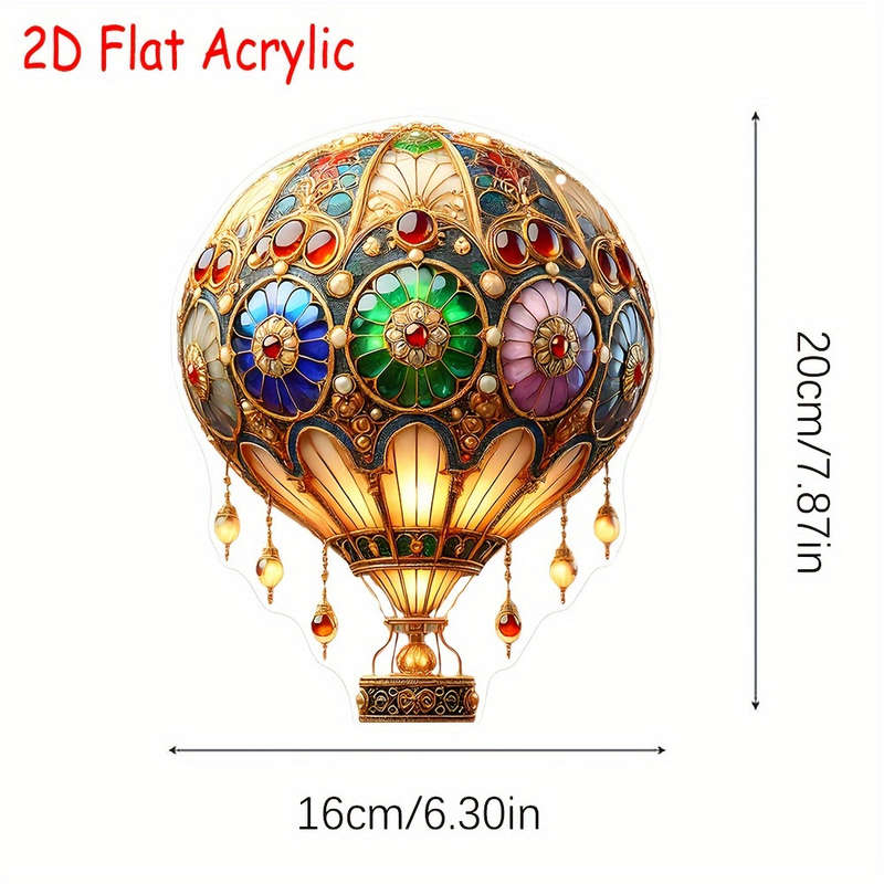 1pc 2D Flat   Acrylic Stained Glass Hot Air Ball Sun Catcher Colorful Festival Animal-Themed